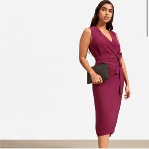Everlane Japanese GoWeave Sleeveless Midi Wrap Dress